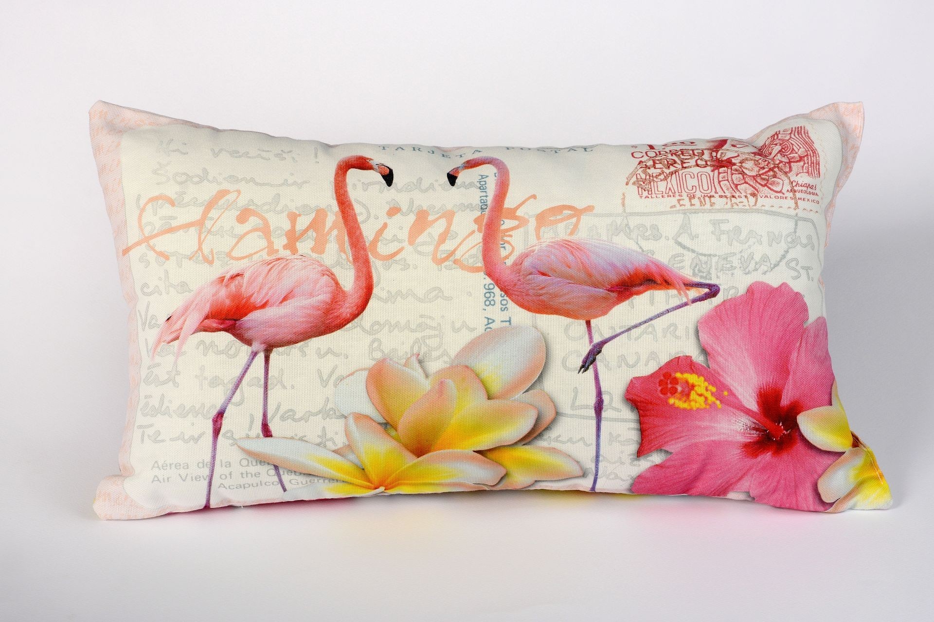 Decorative flamingo pillow
